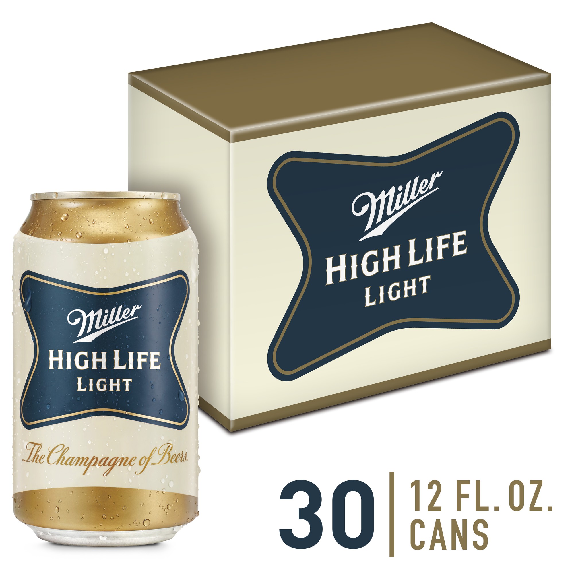 Miller High Life Light Beer, American Light Lager, 30 Pack Light Beer, 12 Fl. Oz. Cans, 4.1% ABV
