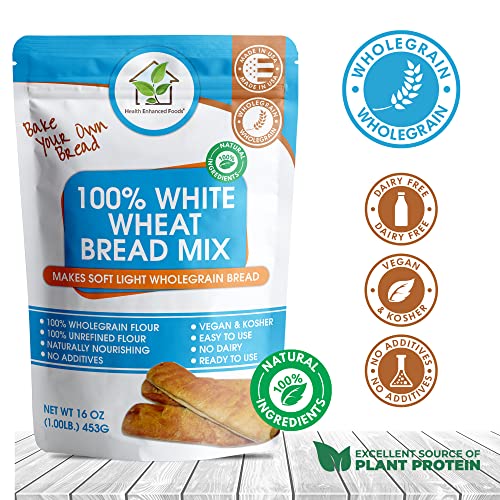 Health Enhanced Foods Sweet White Wheat Bread Mix - 2 Pack (16 Oz / 454g) - Ready to Use  Wholegrain  Natural  Unprocessed White Wheat Flour with Flax thumbnail