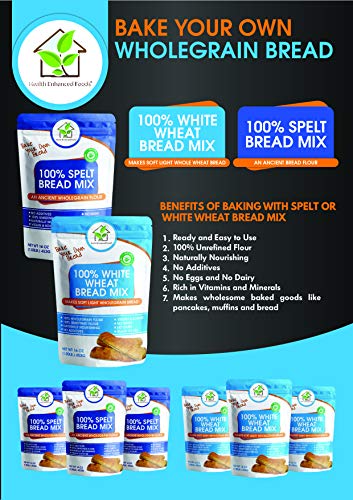 Health Enhanced Foods Sweet White Wheat Bread Mix - 2 Pack (16 Oz / 454g) - Ready to Use  Wholegrain  Natural  Unprocessed White Wheat Flour with Flax thumbnail