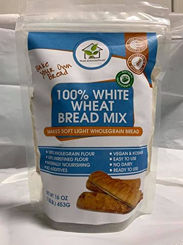 Health Enhanced Foods Sweet White Wheat Bread Mix - 2 Pack (16 Oz / 454g) - Ready to Use  Wholegrain  Natural  Unprocessed White Wheat Flour with Flax thumbnail