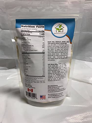 Health Enhanced Foods Sweet White Wheat Bread Mix - 2 Pack (16 Oz / 454g) - Ready to Use  Wholegrain  Natural  Unprocessed White Wheat Flour with Flax thumbnail