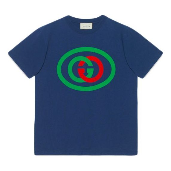 GUCCI Interlocking GG Oversized for Men Navy Dark Blue T-shirts 565806-XJBAU-4397 (Size: US XS)