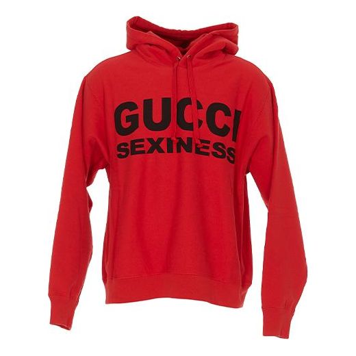 GUCCI Men's Sexiness Logo Printing Red Hoodie 569828-XJCK2-6249 (Size: US XS)