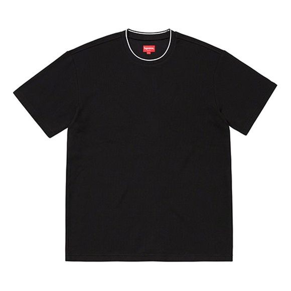 Supreme SS19 Stripe Rib Waffle Top Short Sleeve T-shirt Unisex Black T-shirts SUP-SS19-10277 (Size: US M)