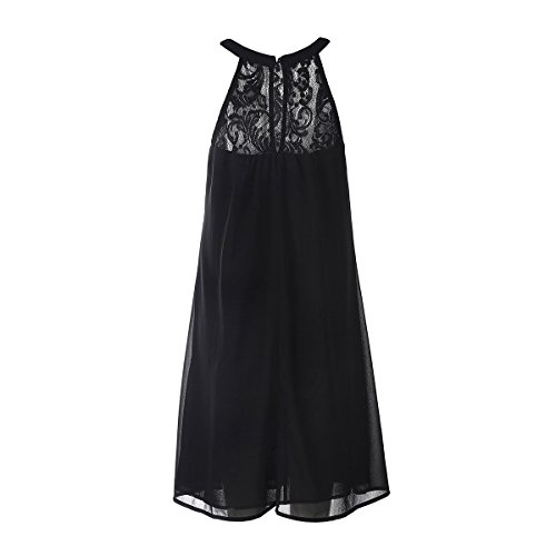 Vanberfia Women's Sleeveless Lace Patchwork Loose Casual Mini Chiffon Dress (L, 6331) thumbnail