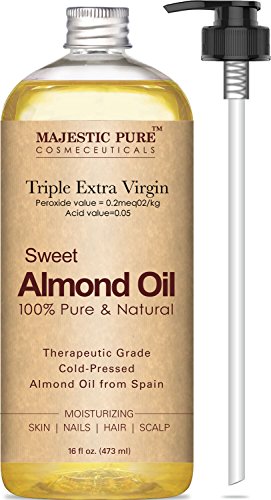 Majestic Pure Sweet Almond Oil  Super Triple a Grade Quality  100% Pure and Natural from Spain  Cold Pressed  16 Fl Oz thumbnail