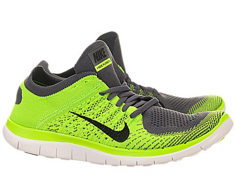 Nike Men's Free 4.0 Flyknit Dark Grey/Black/Electrc Green Running Shoe 10 Men US