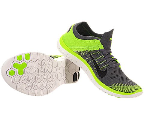 Nike Men's Free 4.0 Flyknit Dark Grey/Black/Electrc Green Running Shoe 10 Men US thumbnail