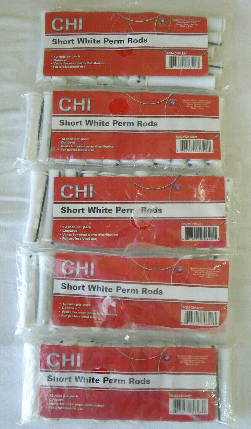 Lot Chi Short White Perm Rods 7/16