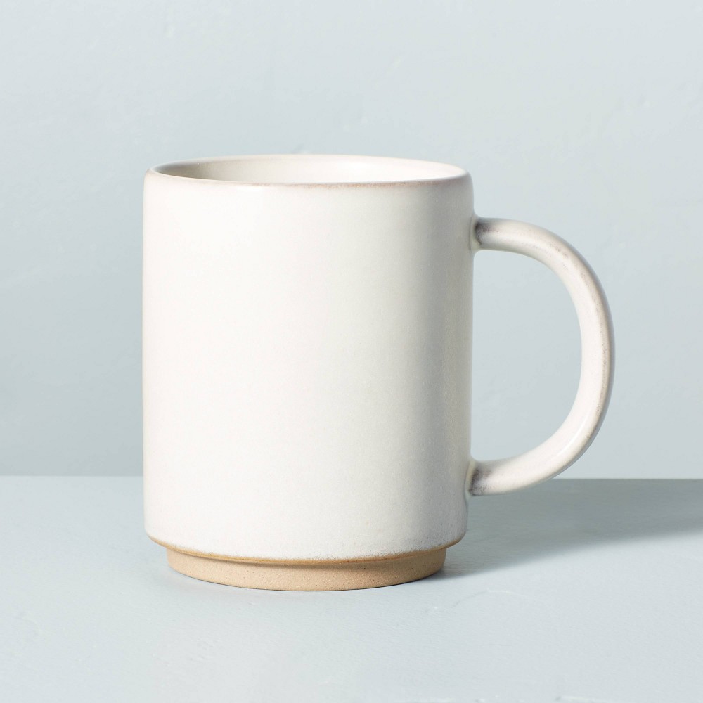 12oz Tall Modern Rim Stoneware Mug Matte Sour Cream - Hearth & Hand™ with Magnolia
