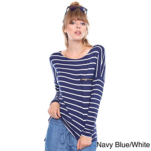 Contemporary Striped Long Sleeve Shrit RT-8654,NAVY BLUE/WHITE,M