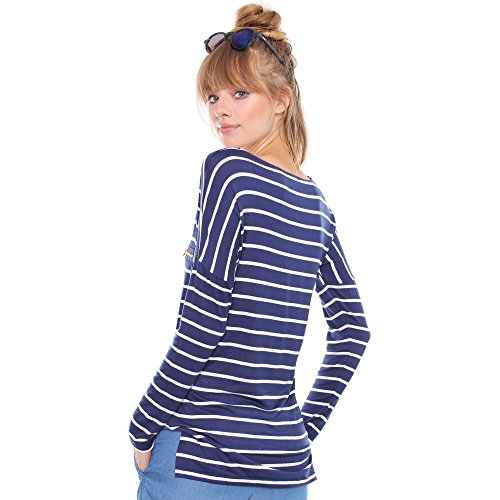 Contemporary Striped Long Sleeve Shrit RT-8654,NAVY BLUE/WHITE,M thumbnail