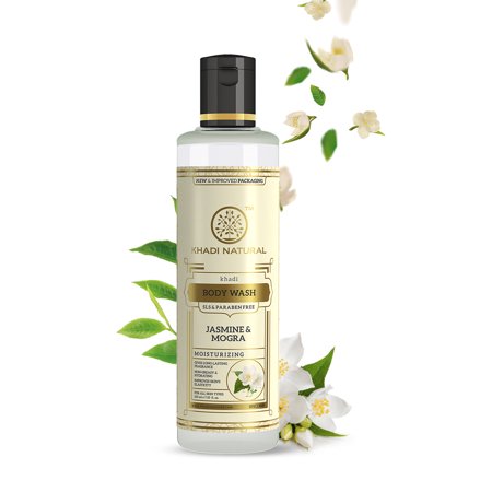 Khadi Natural Jasmine Mongra Body Wash Sls & Paraben Free   210ml (7.1 Fl Oz) - Ayurvedic Dry Skin Moisturizing Body Wash Cleanser