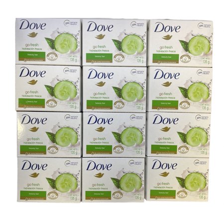 Dove Beauty Bar Soap Go Fresh Cool Moisture  Cucumber and Green Tea Scent  4.75 Oz / 135 Gr (Pack of 12)
