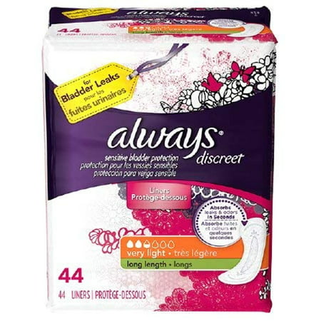 Incontinence Liner Always Discreet Light Light Absorbency DualLock One Size Fits Most Female Disposable (Pack/24)