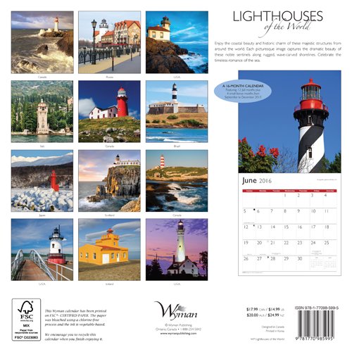Lighthouses of the World 2016 Square 12X12 Wyman