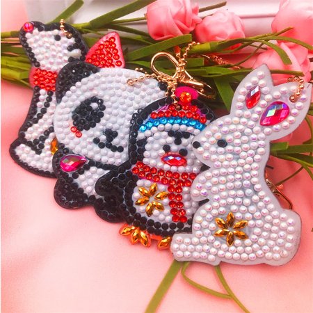 Full Drill 5D DIY Diamond Painting Key Chains Keyring Keychain Pendants 4PC - 2022 New Toys Full Drill 5D A812#4542
