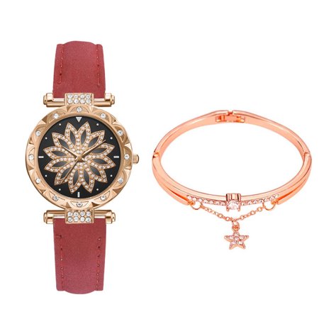 T#4722，Women Watches Set S Tarry Sky Ladies Bracelet Watch Casual Leather Sports Q Uart，I#4722 YC9