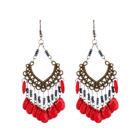 Y#4973，Bohemian Europe and the United States Ethnic Style Hollow Beaded Tassel Earrings，U#4973 RA1