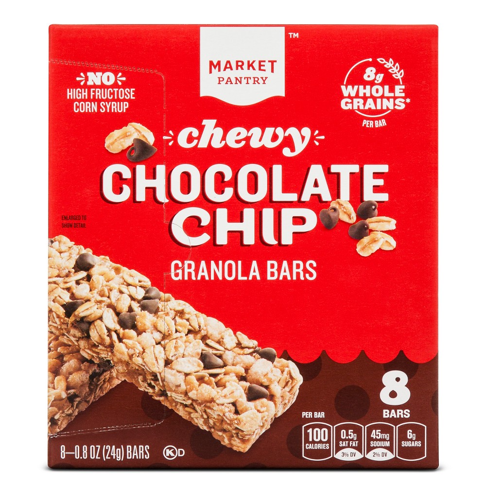 Chocolate Chip Chewy Granola Bars 8ct - Market Pantry Image