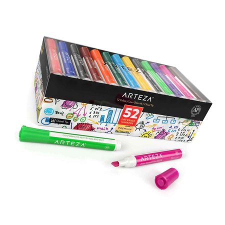 Dry Erase Markers  Bulk Pack of 52 (with Chisel Tip)  12 Assorted Colors