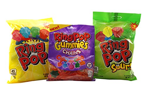 Ring Pop Gummie Hard Candy Variety Pack (Original, Sour, Gummi, 5 Pack)