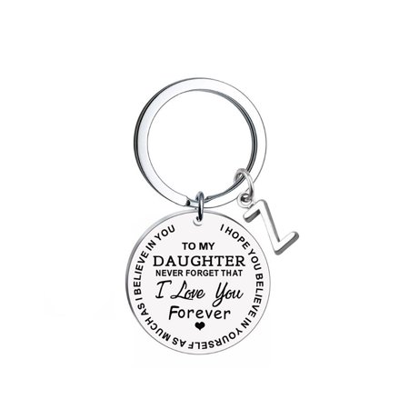 R#8775，Creative Diy to My Daughter Stainless Steel Last Name 26 Letter Keychain 2.5Cm，P#8775 CY9