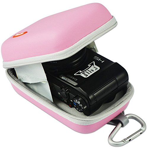 First2savvv BDX1402-6505 Pink Premium Quality Hard Camera Case Pouch Bag for Canon PowerShot G9X .SX610 .IXUS 285 .IXUS 275. SONY DSC-HX90V.HX80.HX60V thumbnail