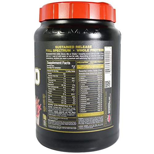 ALLMAX Nutrition, Hexapro, Ultra-Premium 6-Protein Blend, Chocolate, 3 Lbs (1.36 Kg),Vitaminder, Power Shaker Bottle, 20 Oz Bottle