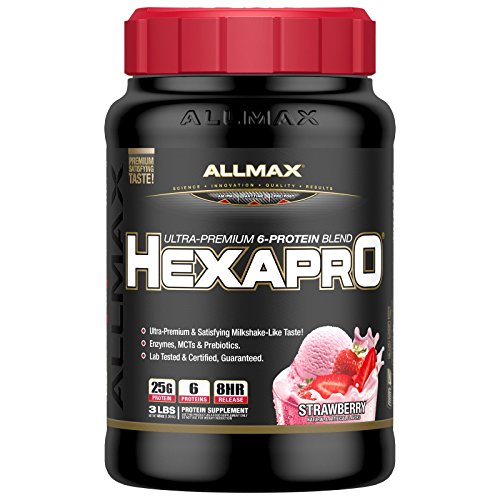 ALLMAX Nutrition, Hexapro, Ultra-Premium 6-Protein Blend, Strawberry, 3 Lbs (1.36 G),Vitaminder, Power Shaker Bottle, 20 Oz Bottle thumbnail
