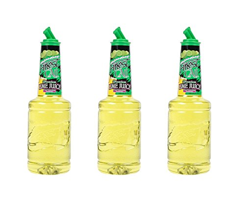 Finest Call Premium Lime Juice Drink Mix, 1 Liter Bottle (33.8 Fl Oz), Pack of 3