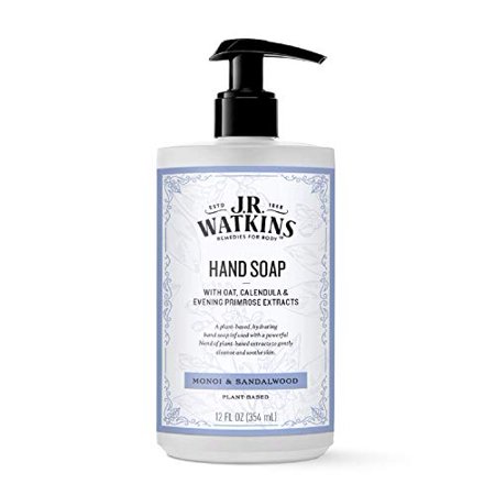 J. R. Watkins Monoi & Sandalwood Plant-Based Gel Hand Soap  12 Fl Oz (Pack of 6)