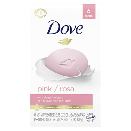 Dove Beauty Bar Gentle Cleanser for Softer and Smoother Skin Pink More Moisturizing Than Ordinary Bar Soap 3.75 Oz 6 Bars