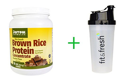 Jarrow Formulas, Ultra Smooth, Brown Rice Protein Concentrate, Chocolate Flavor, 16 Oz (454 G)(2 PACK),Vitaminder, Power Shaker Bottle, 20 Oz Bottle