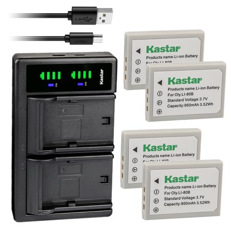 Kastar 4-Pack Battery and LTD2 USB Charger Replacement for Nytech DS-7210  DS7210  Nytech DS-8210 DS8210  Nytech DS-8310  DS8310  Nytech DM-6331  DM63
