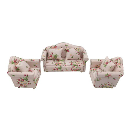 Aabj-2554 Mini Dollhouse Furniture Sofa Set Miniature Living Room Kids Pretend Play Toy AE2