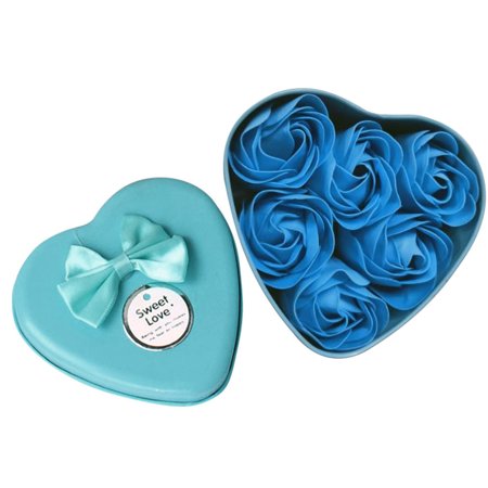 6Pcs Heart Scented Bath Body Petal Rose Flower Soap Wedding Decoration Gift Blue SA9