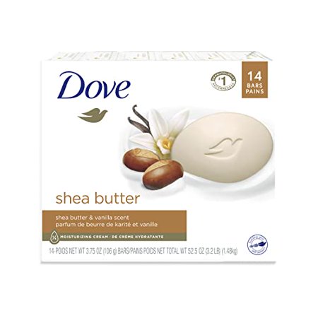 Dove Beauty Bar Gentle Skin Cleanser Moisturizing for Gentle Soft Skin Care Shea Butter More Moisturizing Than Bar Soap  3.75 Ounce (Pack of 14)