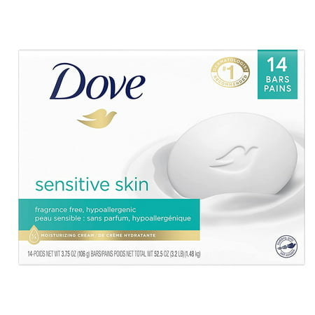 Dove Beauty Bar More Moisturizing Than Bar Soap for Softer Skin  Fragrance-Free  Hypoallergenic Beauty Bar Sensitive Skin with Gentle Cleanser 3.75 Ou
