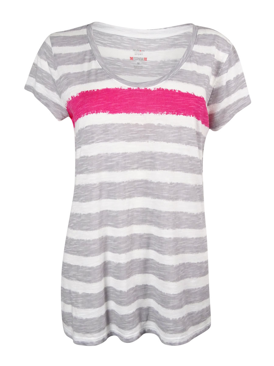Style & Co. Women's V-Neck Striped Tee