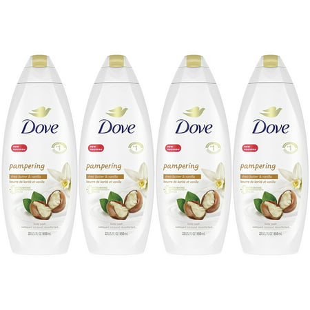 4-Pack Dove Body Wash for Dry Skin Shea Butter with Warm Vanilla Cleanser That Effectively Washes Away Bacteria While Nourishing Your Skin 22 Oz