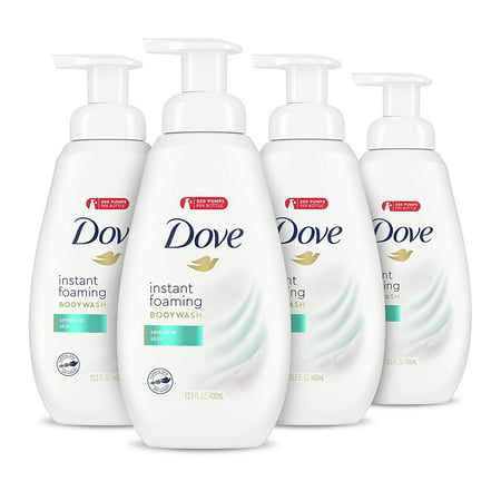 Dove Instant Foaming Body Wash for Softer and Smoother Skin Sensitive Skin Effectively Washes Away Bacteria While Nourishing Your Skin 13.5 Oz Pack of