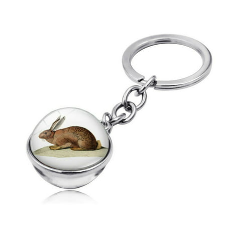 1PC Easter Bunny Time Gemstone Double-Sided Glass Ball Keychain Key Ring - 2022 New Toys 1PC Easter Bunny A812#9657