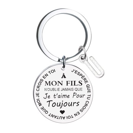 U#4542，Freach Diy to My Son Stainless Steel Last Name 26 Letter Keychain 3X3Cm，P#4542 TC7