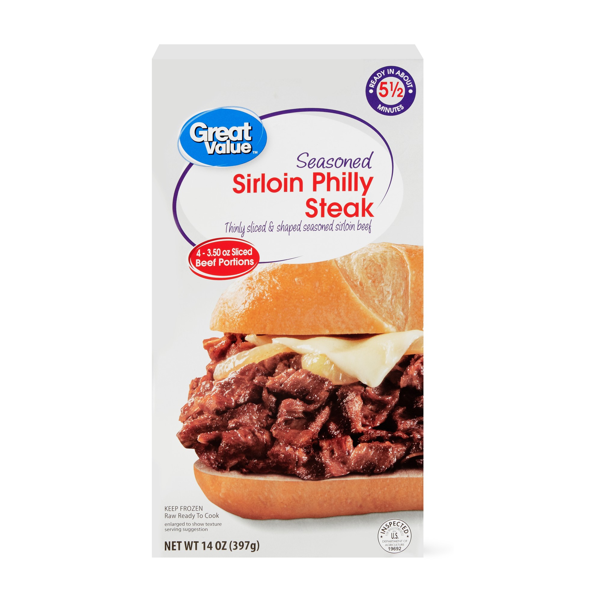 Great Value Seasoned Sirloin Philly Steak, 14 Oz (Frozen) Image