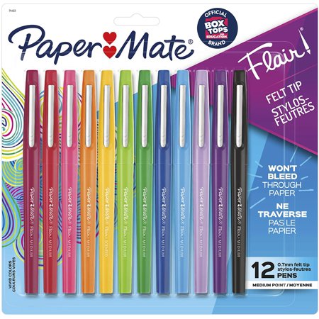 Flair Felt Tip Pens | Medium Point 0.7 Millimeter Marker Pens | School Supplies for Teachers & Students | Assorted Fashion Colors  12 Count