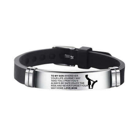 U#6051，Son Bracelet from Mom and Dad Steel & Silicone Bracelets Inspirational Bracelet，P#6051 SP0