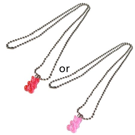 TINYFULL Gummy Bear Necklace Jewelry Resin Candy Color Cartoon Pendant Chain for Women Girls Gifts