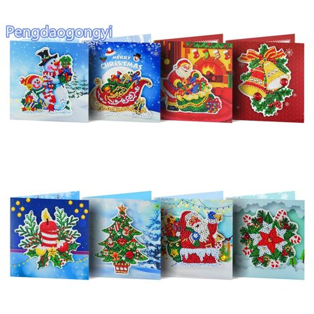 Christmas Card Diamond Picture 5D DIY Diamond Painting Cards 8PC - 2022 New Toys Christmas Card Diamond A812#4875