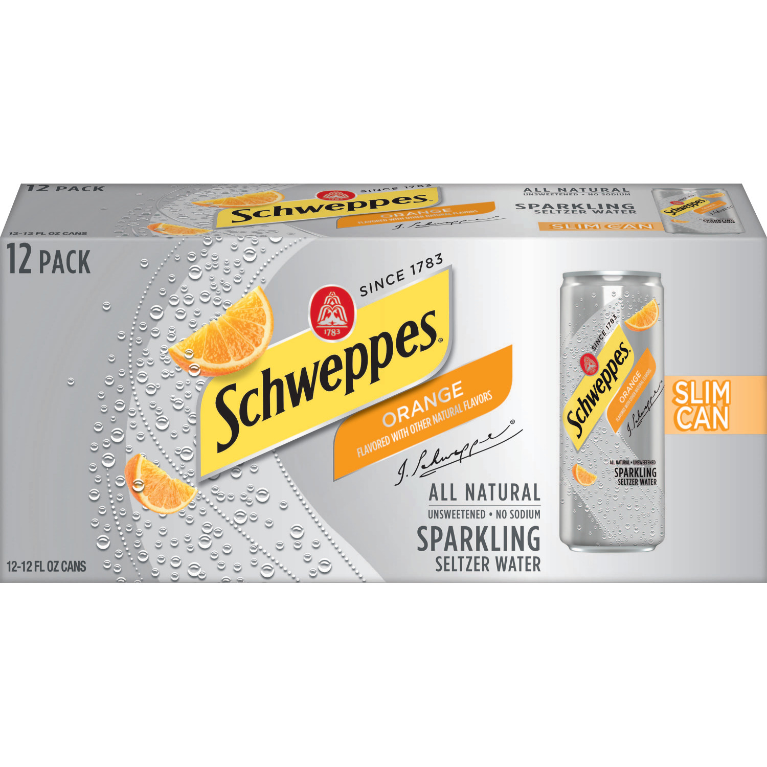 Schweppes Orange Sparkling Seltzer Water, 12 Fl. Oz., 12 Count
